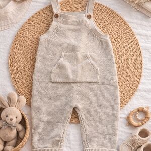 Baby Light Grey Knit Overalls